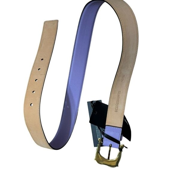 VERSACE Baroque Medusa Leather Belt Purple Gold Sz 95 / 38 Designer Luxury - Picture 5 of 11